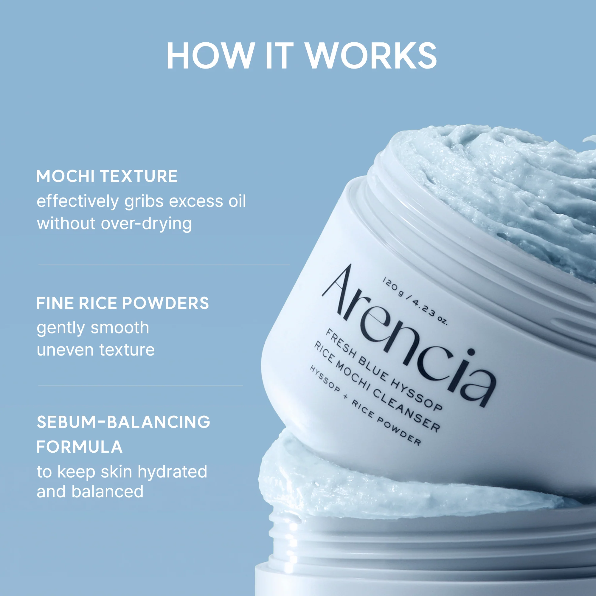 Arencia Blue Hyssop Rice Mochi Cleanser - Image 5