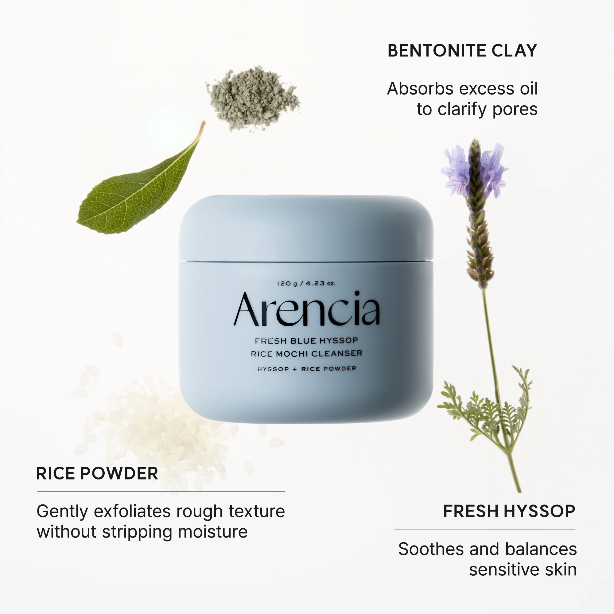 Arencia Blue Hyssop Rice Mochi Cleanser - Image 6