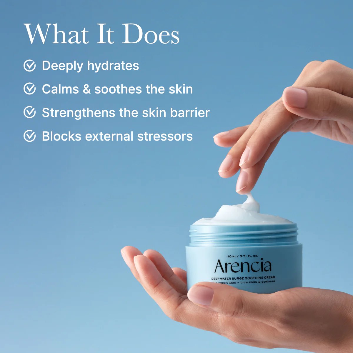 Arencia Deep Water Surge Soothing Cream, Hyaluronic Acid + Cica PDRN & Ceramide, 3.71 fl oz - Image 3
