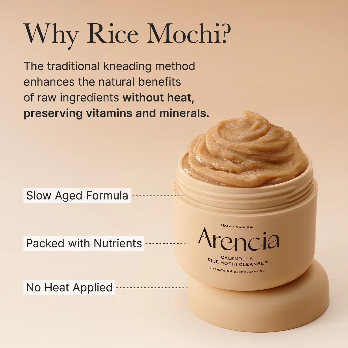 Arencia Calendula Rice Mochi Cleanser, Gentle Exfoliating Foam Wash for Sensitive, Dry, Rough Skin, 4.23oz / 120g - Image 8