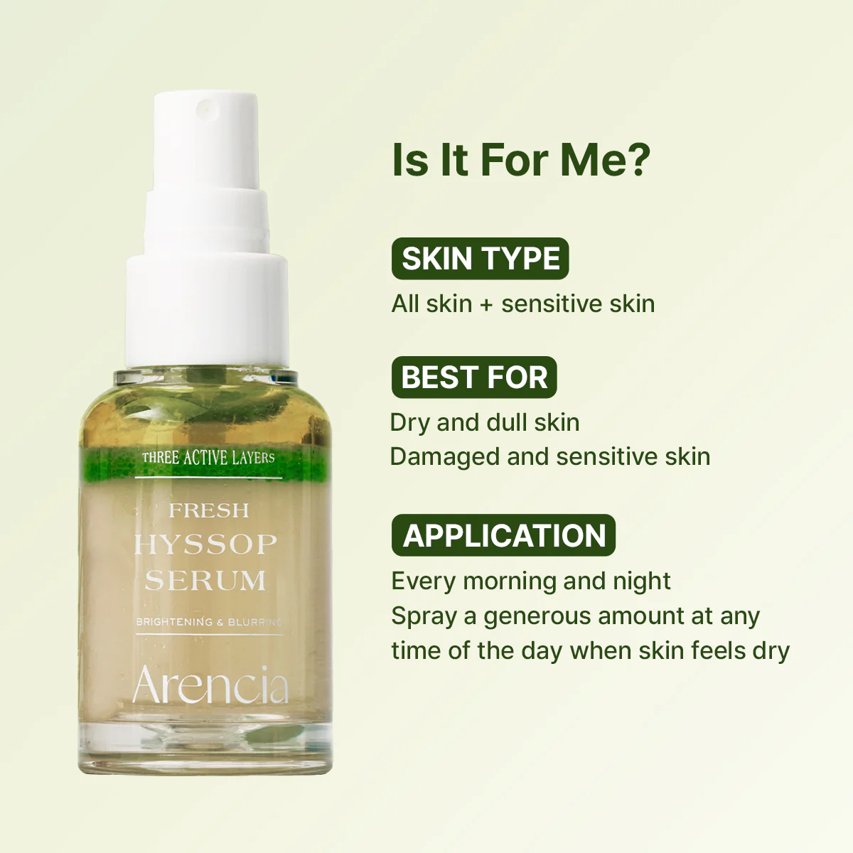 Arencia Hyssop Anti-Aging Glow Spray Serum 30ml - Image 5