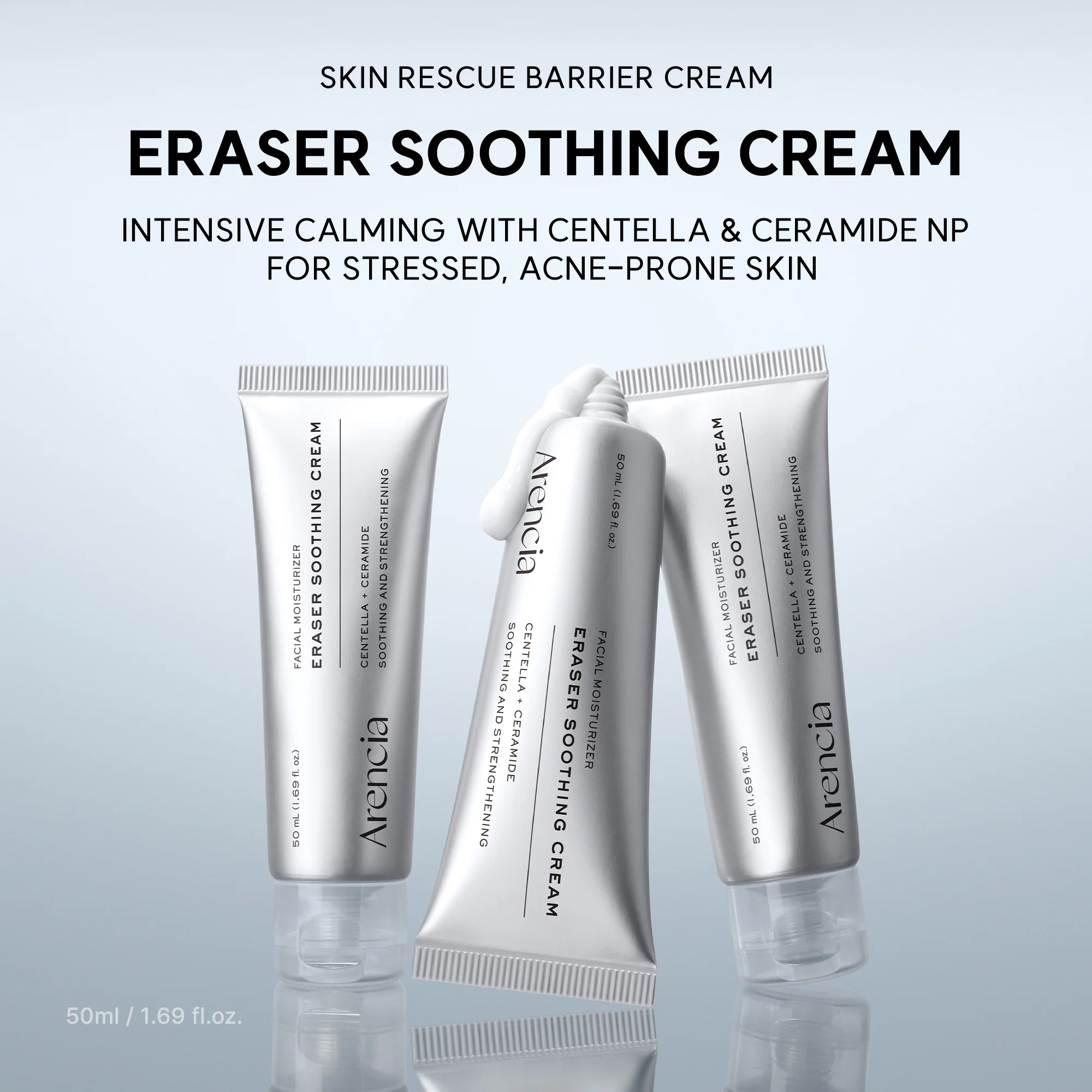 Eraser Soothing Cream, Lightweight Barrier Moisturizer with Centella & Ceramide NP for Hydration & Calm-Looking Skin, 1.69 fl. oz. - Image 2