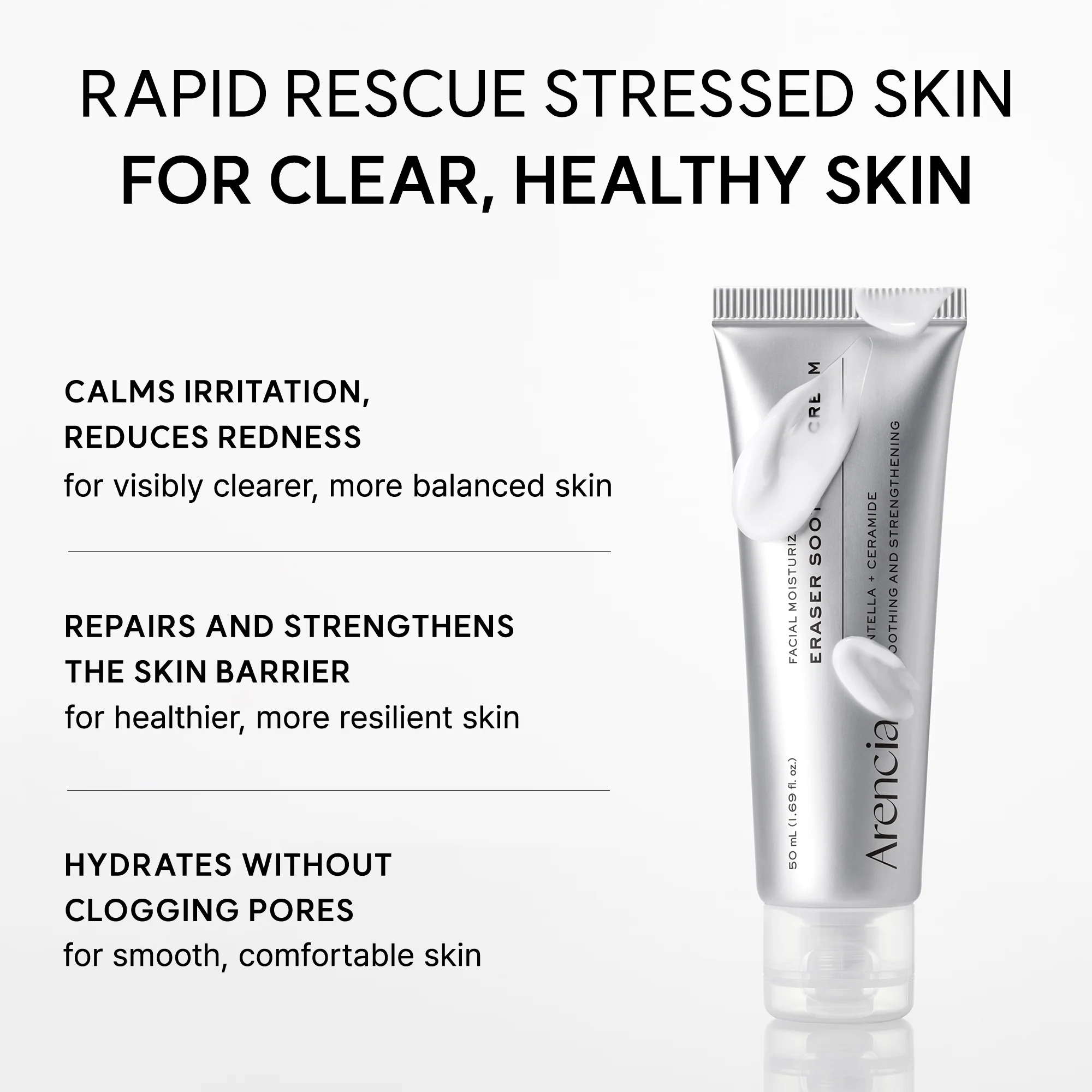 Eraser Soothing Cream, Lightweight Barrier Moisturizer with Centella & Ceramide NP for Hydration & Calm-Looking Skin, 1.69 fl. oz. - Image 4