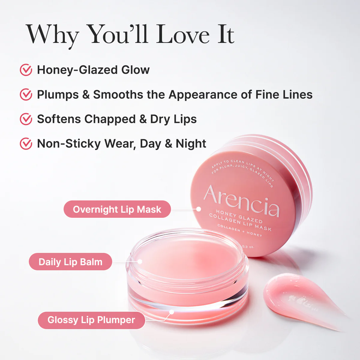 Honey Glazed Collagen Lip Mask, Plump, Juicy Lips with Lasting Hydration, 0.52oz - Image 3