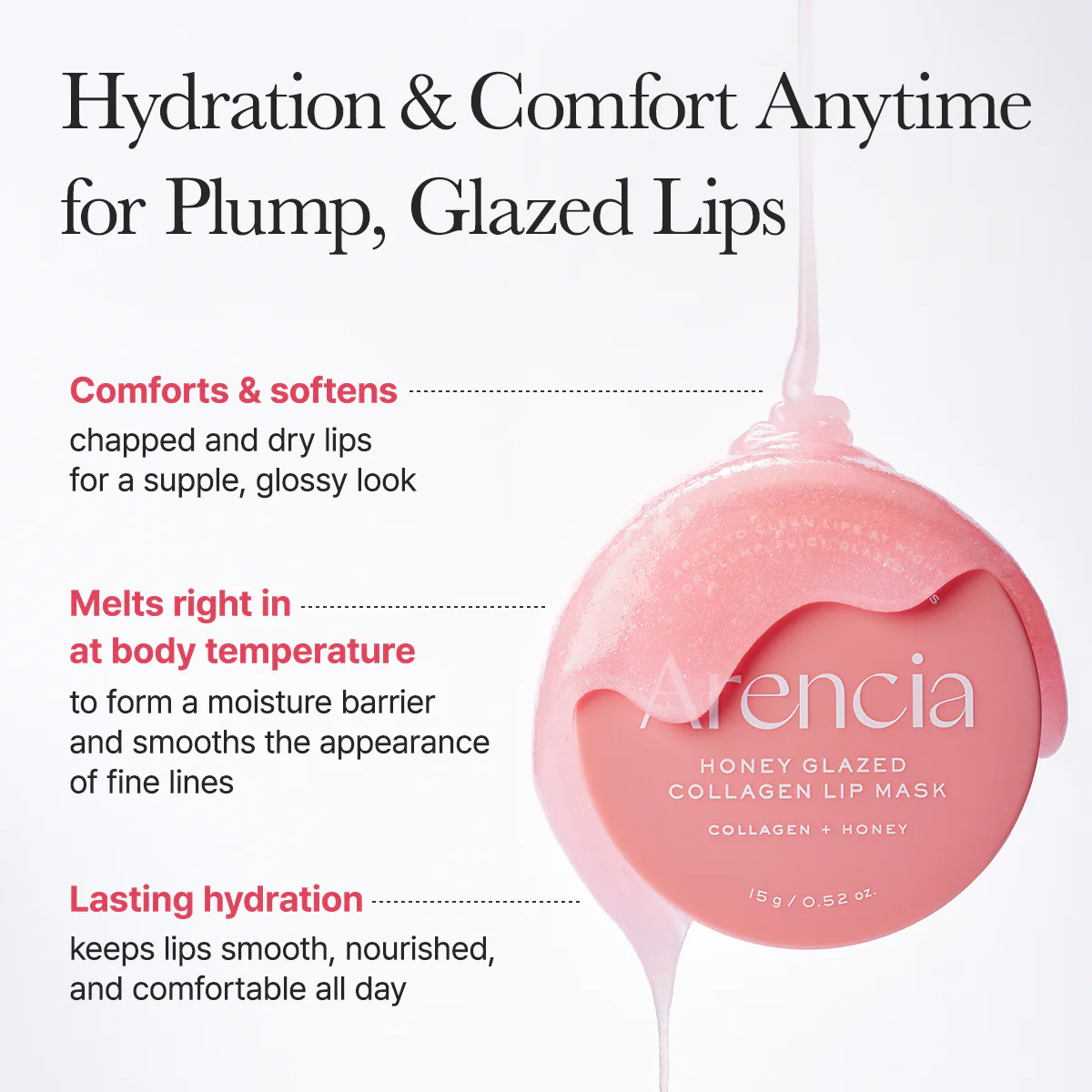 Honey Glazed Collagen Lip Mask, Plump, Juicy Lips with Lasting Hydration, 0.52oz - Image 4