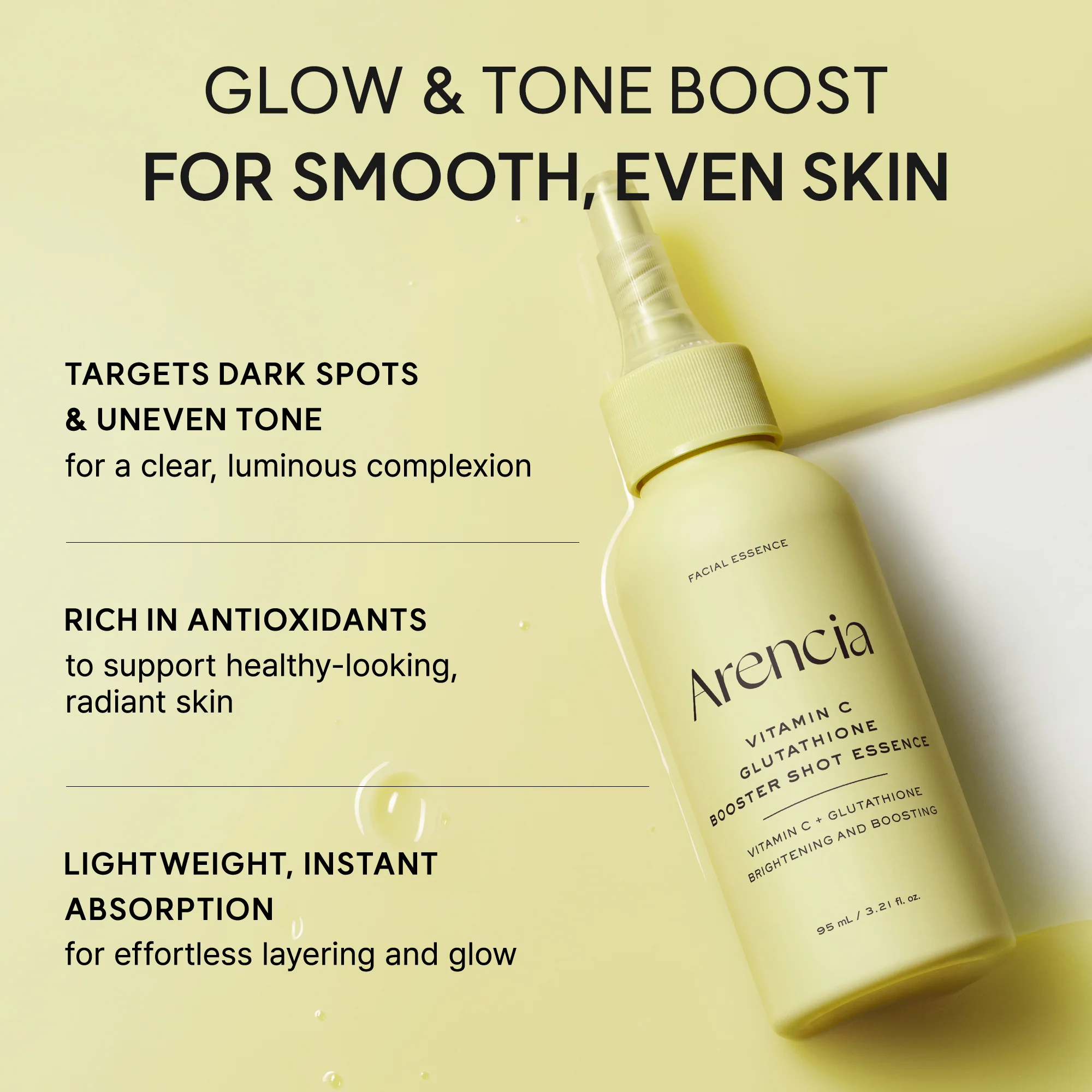 Vitamin C Glutathione Booster Shot Essence, Lightweight Brightening & Dark Spot Care for Radiant, Even-Looking Skin, 3.21 fl oz - Image 4